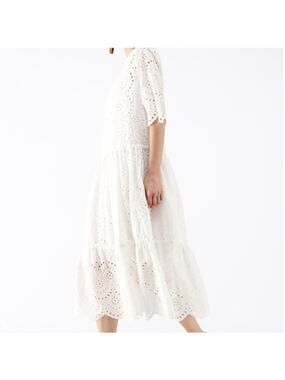 Two TwinStyle WHITE EYELET Summer maxi dress size S/M